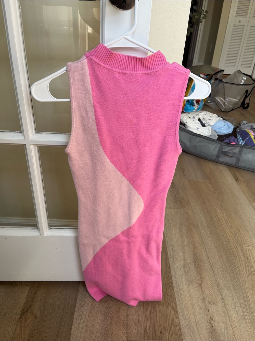 Sleeveless Pink Colorblock Knit Dress